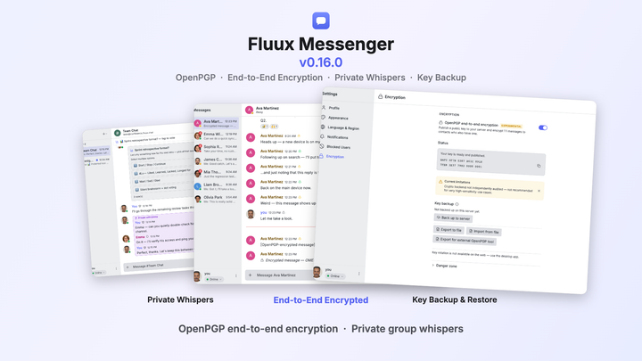 Fluux Messenger 0.16.0: End-to-End Encryption